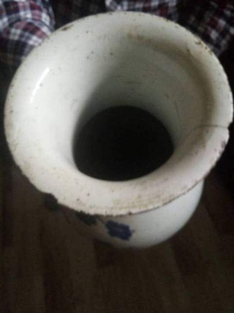 古玩陶瓷清代早期青花陶淵明愛菊圖觀音瓶拍賣，當前價格6999元