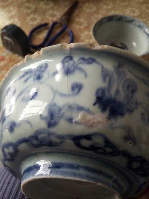古玩陶瓷青花纏枝牡丹紋侈口碗,拍賣,當前價格799元