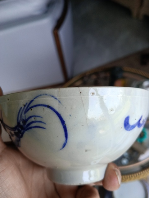 古玩陶瓷清中過墻龍青花茶碗拍賣，當前價格1600元