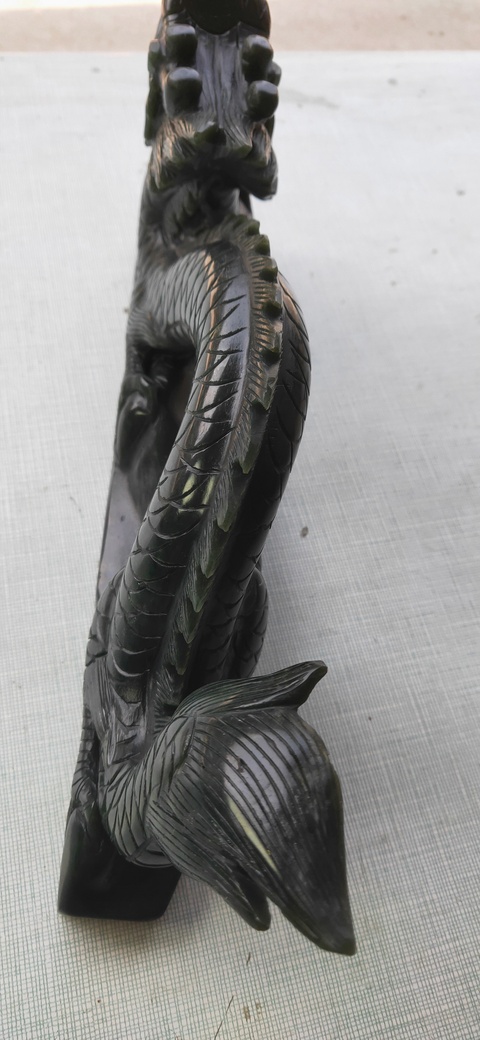 古玩玉器和田玉碧玉巨龍擺件拍賣，當前價格3400元