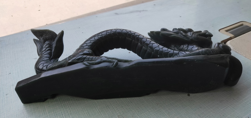 古玩玉器和田玉碧玉巨龍擺件拍賣，當前價格3400元