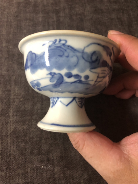 古玩陶瓷青花高足杯拍賣，當(dāng)前價(jià)格2500元