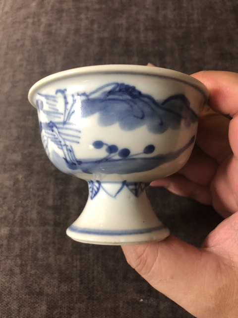 古玩陶瓷青花高足杯拍賣，當(dāng)前價(jià)格2500元