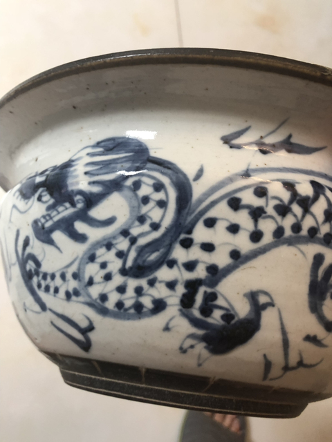 古玩陶瓷哥釉青花龍紋爐拍賣,當前價格2800元