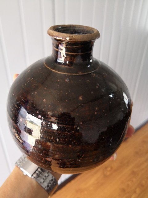 古玩陶瓷褐釉瓶拍賣，當前價格200元