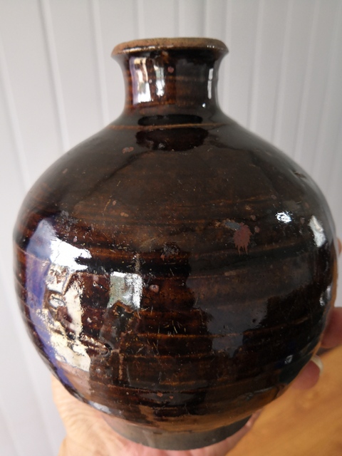 古玩陶瓷褐釉瓶拍賣，當前價格200元