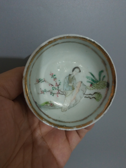 古玩陶瓷民國仕女紋粉彩洗拍賣，當前價格370元