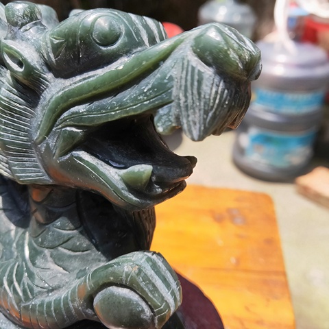 古玩玉器和田玉碧玉巨龍擺件拍賣，當前價格3400元