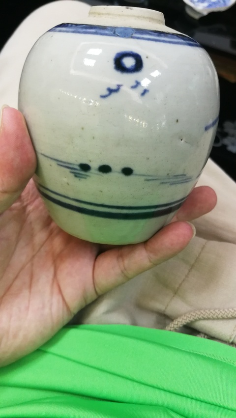 古玩陶瓷青花山水通景拳頭罐拍賣,當前價格800元