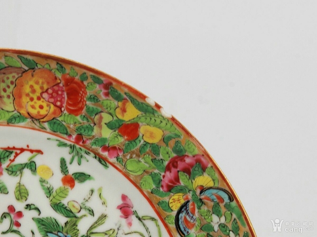 古玩陶瓷清晚期廣彩花鳥盤拍賣,當前價格900元