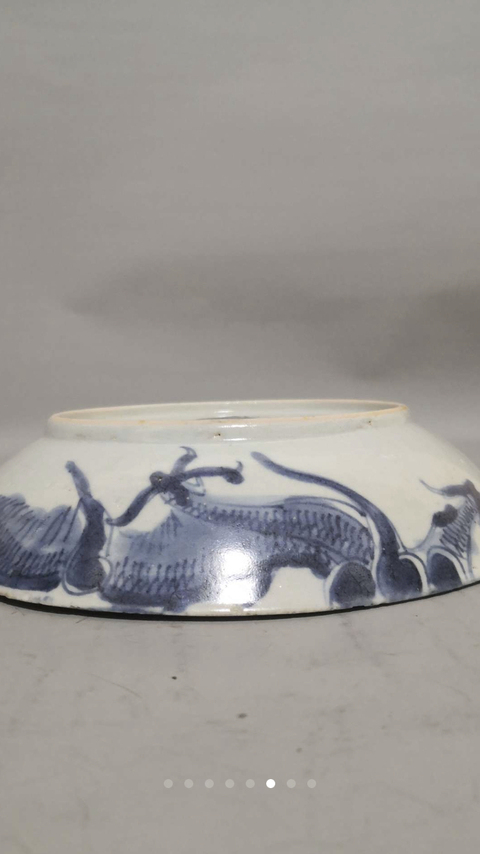 古玩陶瓷青花過墻龍紋大盤拍賣,當前價格1800元