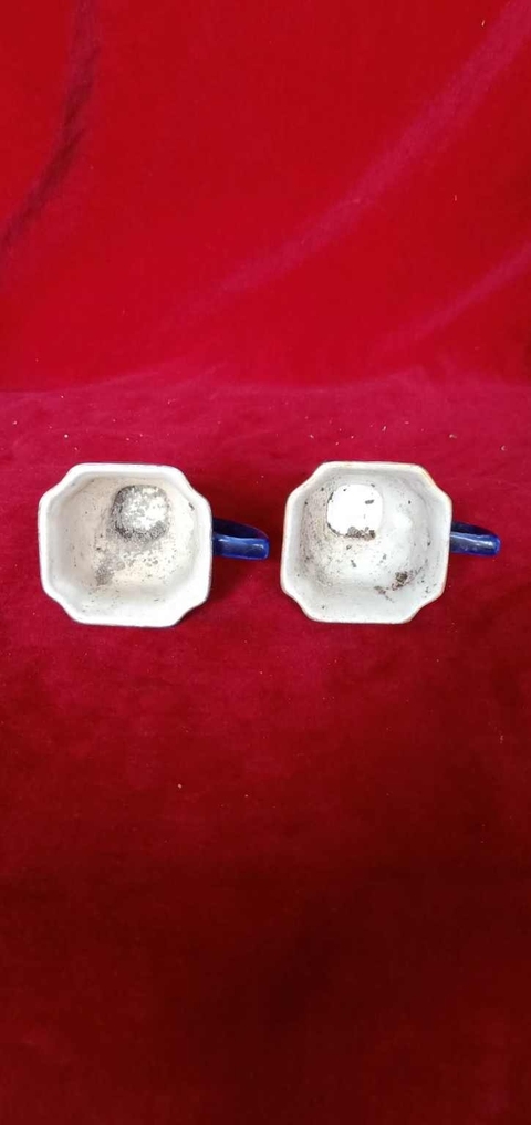 古玩陶瓷霽藍釉粉彩雙鳳紋手把杯{兩只}拍賣，當前價格198元