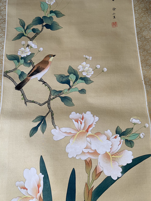 古玩字畫創匯時期高淦仁繪絹本工筆花鳥 枝頭佳音拍賣，當前價格498元