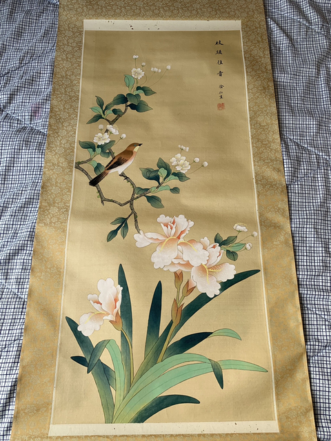 古玩字畫創匯時期高淦仁繪絹本工筆花鳥 枝頭佳音拍賣，當前價格498元