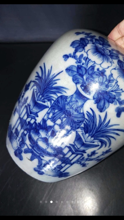 古玩陶瓷晚清民國.豆青釉冬瓜大罐拍賣，當前價格660元