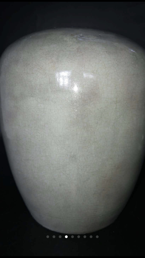 古玩陶瓷晚清民國.豆青釉冬瓜大罐拍賣，當前價格660元