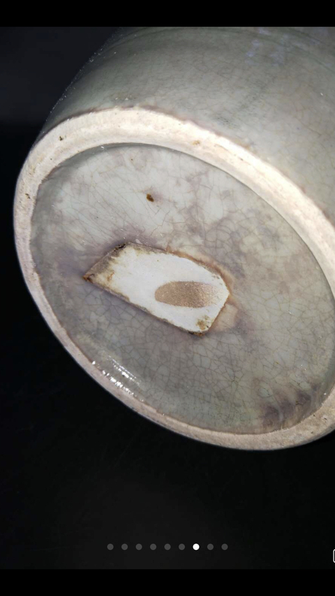 古玩陶瓷晚清民國.豆青釉冬瓜大罐拍賣，當前價格660元