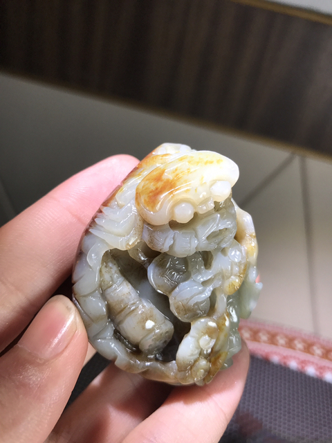 古玩玉器蓮葉把件拍賣，當前價格2999元