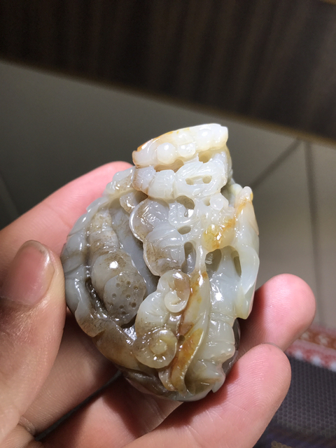 古玩玉器蓮葉把件拍賣，當前價格2999元