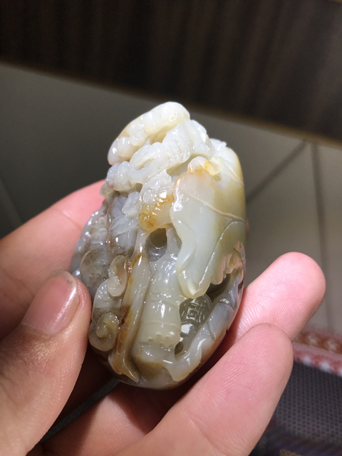 古玩玉器蓮葉把件拍賣，當前價格2999元