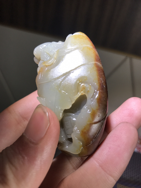 古玩玉器蓮葉把件拍賣，當前價格2999元