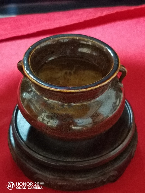 古玩陶瓷明.【小琴爐】醬釉雙系罐拍賣，當(dāng)前價(jià)格1500元