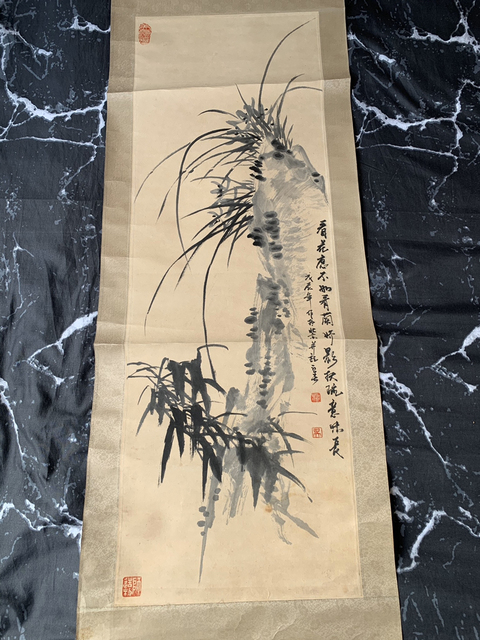 古玩字畫文人畫派吳江春繪蘭草圖軸拍賣,當前價格1588元