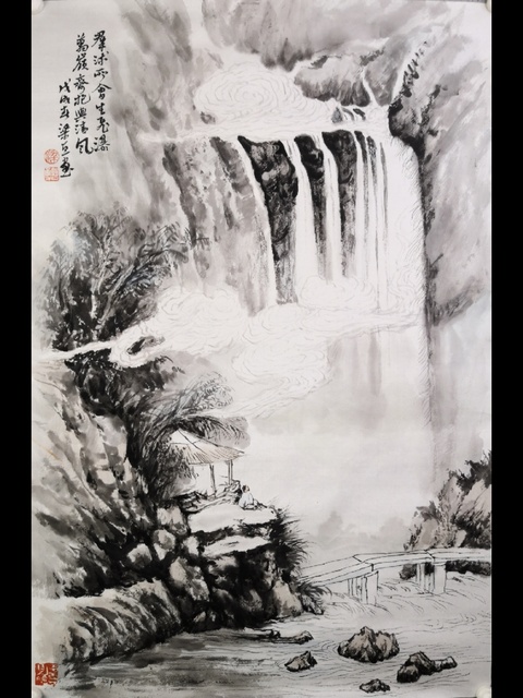 古玩字畫實(shí)力派山水畫家梁智勇真跡拍賣,當(dāng)前價(jià)格200元