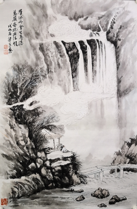 古玩字畫實(shí)力派山水畫家梁智勇真跡拍賣,當(dāng)前價(jià)格200元