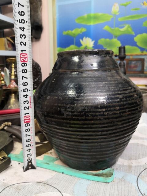 古玩陶瓷元明時期山西地區燒制黑釉罐拍賣，當前價格1200元