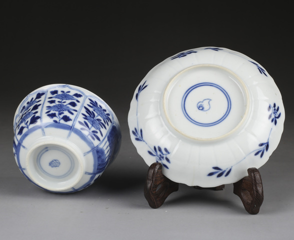 古玩陶瓷優品,清晚·青花花卉紋杯碟拍賣,當前價格1999元