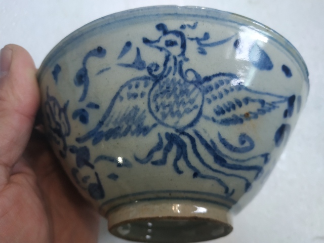 古玩陶瓷花鳥紋青花碗拍賣，當前價格288元