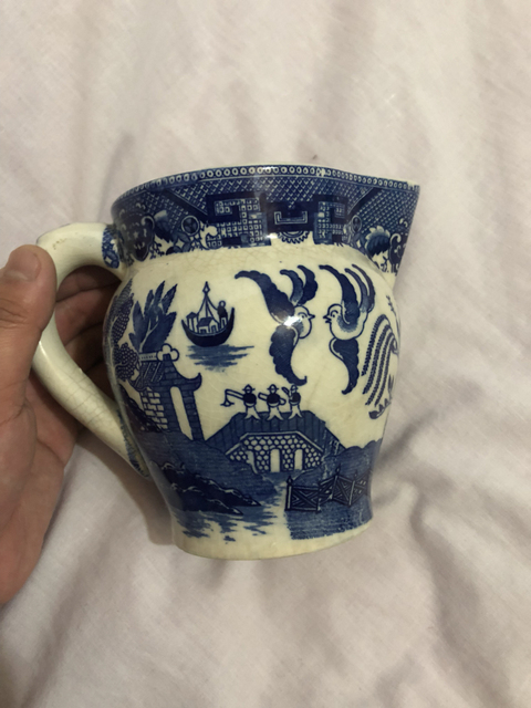 古玩陶瓷清末民初時期青花山水樓閣紋杯拍賣，當前價格3800元