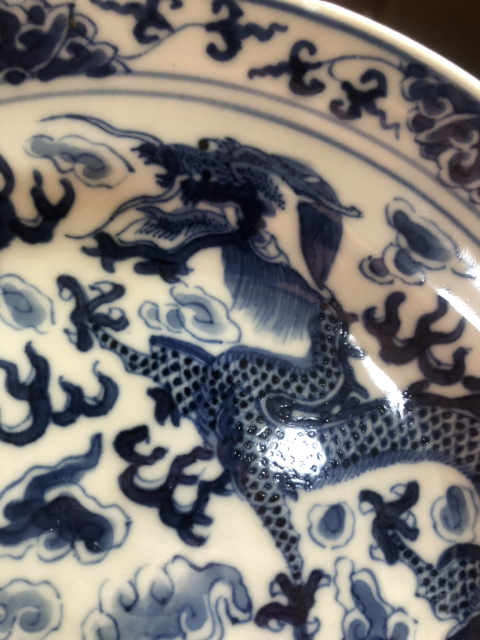 古玩陶瓷青花盤拍賣，當前價格18500元