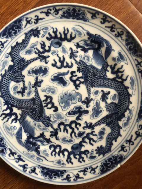 古玩陶瓷青花盤拍賣，當前價格18500元