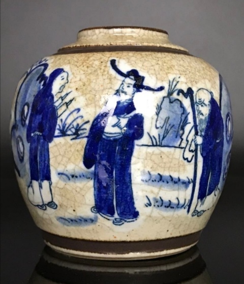 古玩陶瓷哥釉青花三星罐拍賣，當(dāng)前價(jià)格11800元