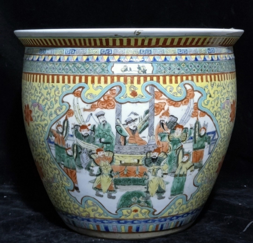 古玩陶瓷人物魚藻紋彩繪缸拍賣，當前價格29800元