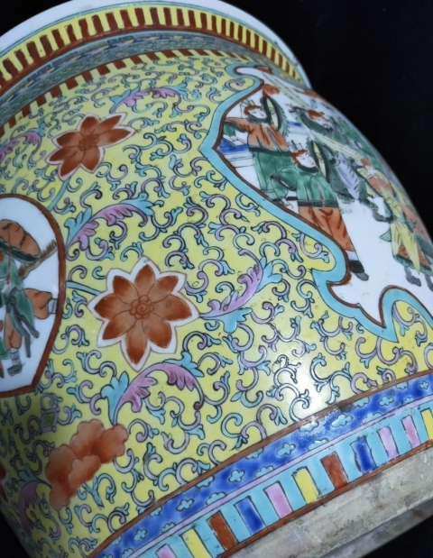 古玩陶瓷人物魚藻紋彩繪缸拍賣，當前價格29800元