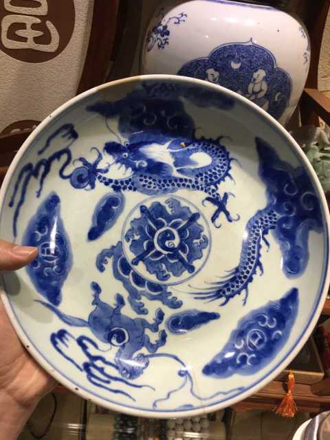 古玩陶瓷青花龍馬盤拍賣，當前價格18800元