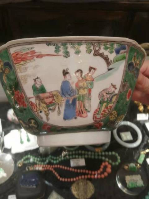 古玩陶瓷清康熙五彩人物紋方碗拍賣，當前價格19800元