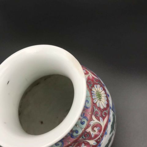 古玩陶瓷粉彩精忠報國人物故事紋燈籠瓶拍賣，當前價格46500元