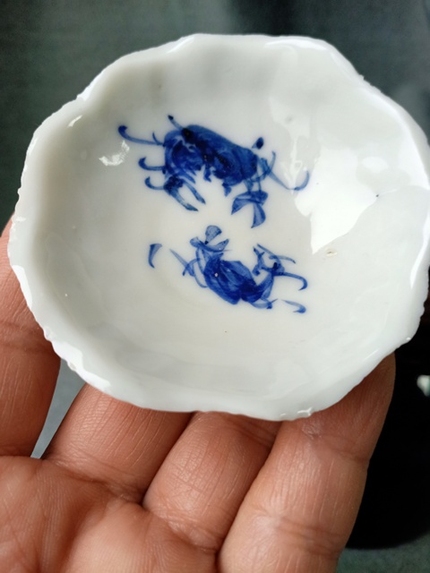 古玩陶瓷（薦）晚清仿生荷葉牛青花筆舔拍賣，當前價格3500元