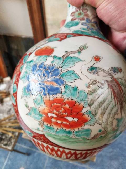 古玩陶瓷花鳥紋五彩瓶拍賣，當前價格7000元