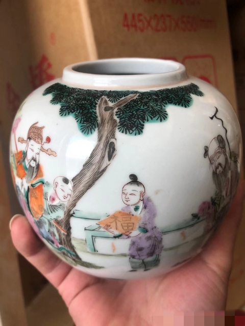 古玩陶瓷粉彩人物罐拍賣，當前價格11000元