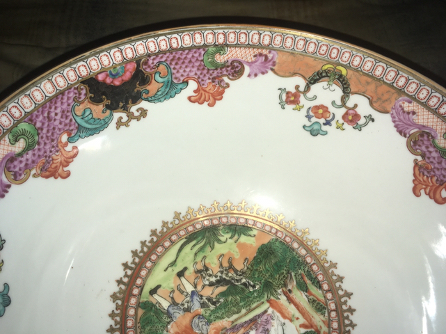 古玩陶瓷廣彩花卉開光人物故事紋大碗拍賣，當前價格12000元