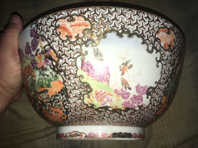 古玩陶瓷廣彩花卉開光人物故事紋大碗拍賣，當前價格12000元