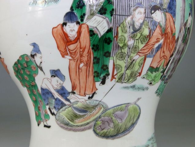 古玩陶瓷五彩人物故事紋將軍罐拍賣，當(dāng)前價格19000元