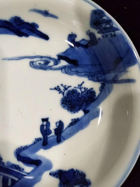 古玩陶瓷青花山水人物小盤拍賣，當(dāng)前價(jià)格4500元