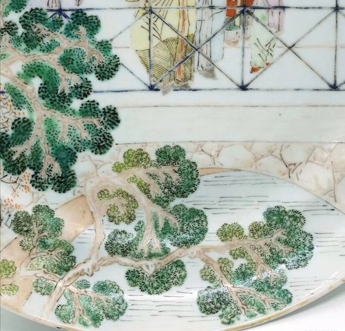 古玩陶瓷粉彩故事人物盤(pán)拍賣(mài)，當(dāng)前價(jià)格6000元