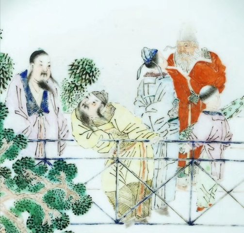 古玩陶瓷粉彩故事人物盤(pán)拍賣(mài)，當(dāng)前價(jià)格6000元